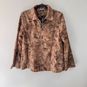 NWT Vintage Y2K Chite Jacket XXL / 2XL Camouflage Western Tan Beige Zip Front